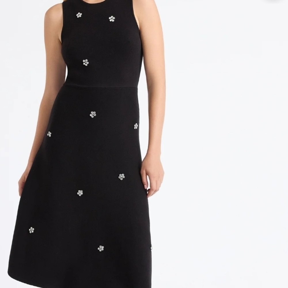 NWT Free Assembly Rhinestone Floral Midi Dress S Black Retails $39